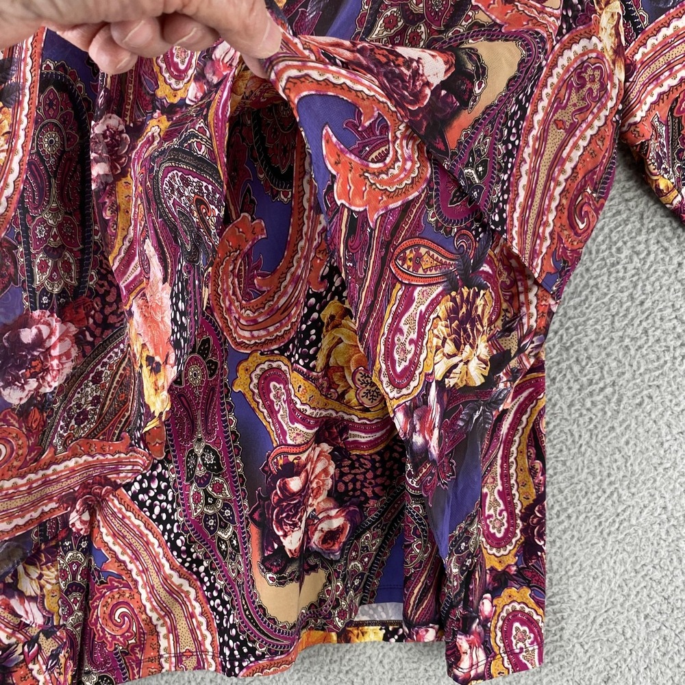 Susan Graver Shirt Womens 3X Purple Paisley Floral Tunic Top Boho Stretch - Picture 5 of 12
